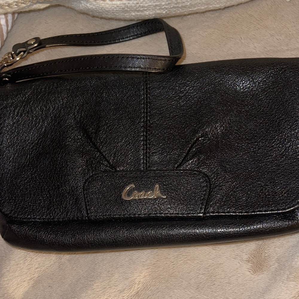 Coach Black Leather Clutch Wristlet - Picture 3 of 7